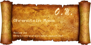 Ohrenstein Masa névjegykártya